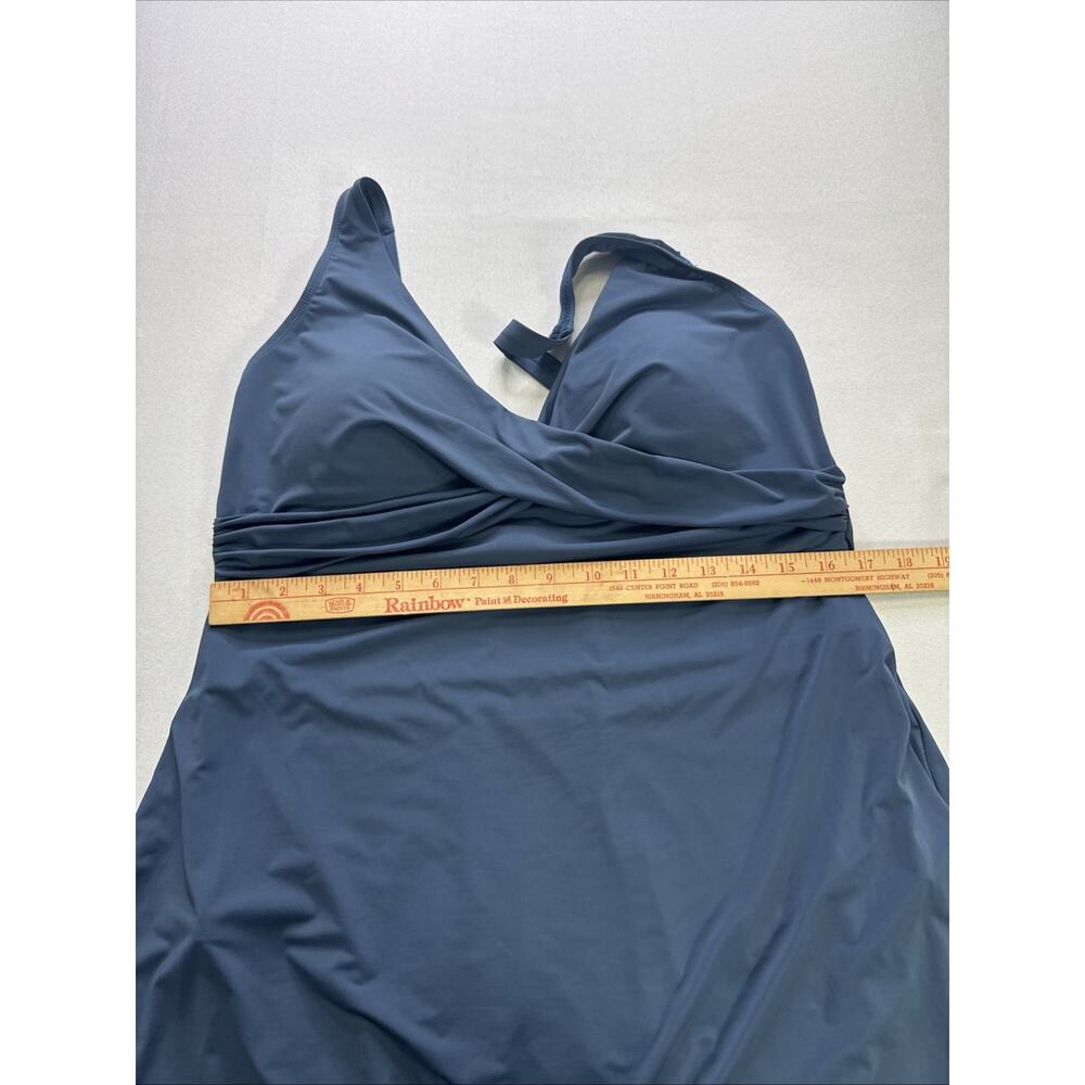 Nip Tuck Swim Curve Women’s 16 Blue Swimdress One Piece Swimsuit Ruched Wrap - Picture 4 of 8